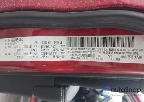 2016 Jeep Cherokee Sport из США, поврежденный, VIN 1C4PJLAB2GW200964